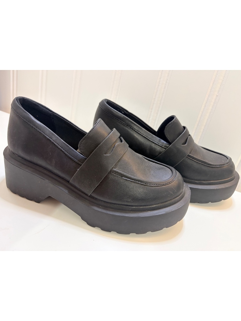 Chunky platform penny loafers